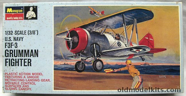 Monogram 1/32 Grumman F3F-3 Fighter  - (F3F3) - Blue Box Issue, PA186-200 plastic model kit